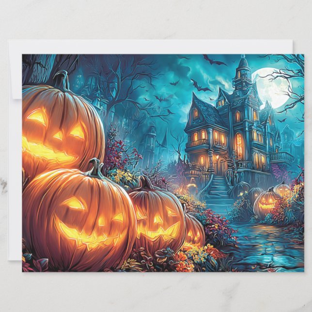Scrapbook Gothic Haunted House Jack-O-Lanterns  (Front)
