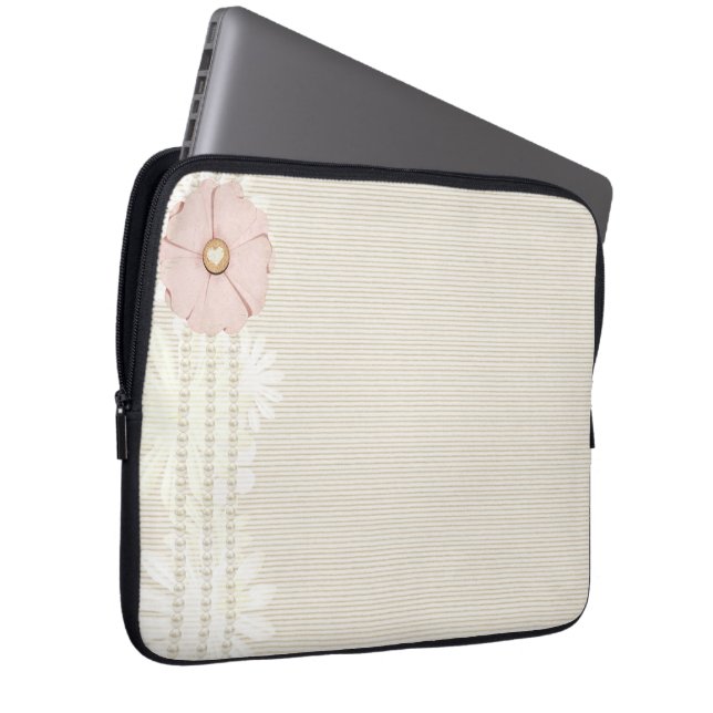 Scrapbook  Paper Beige Laptop Sleeve (Front Right)