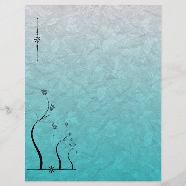 Scrapbook Paper Teal Grapevine Floral (Front)