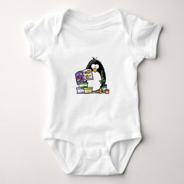 Scrapbook Penguin Baby Bodysuit (Front)