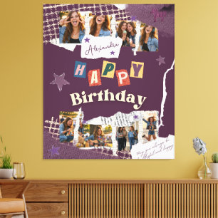 Scrapbook Style Party Photo  Birthday Backdrop Canvas Print