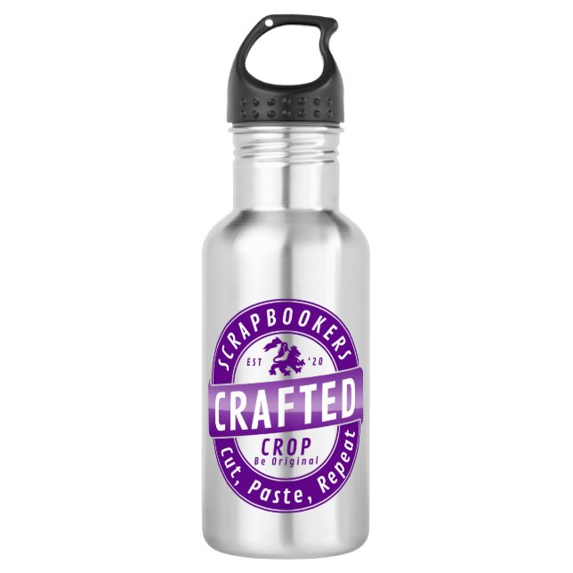 “Scrapbookers - Cut, Paste and Repeat” 710 Ml Water Bottle (Front)