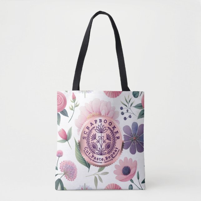Scrapbookers – Cut, Paste and Repeat Tote Bag (Front)