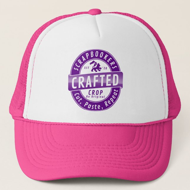 “Scrapbookers - Cut, Paste and Repeat” Trucker Hat (Front)