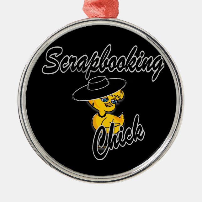 Scrapbooking Chick #4 Metal Tree Decoration (Front)