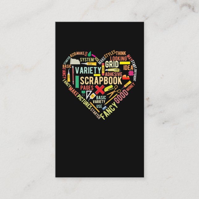 Scrapbooking Heart Crafting Hobby Business Card (Front)