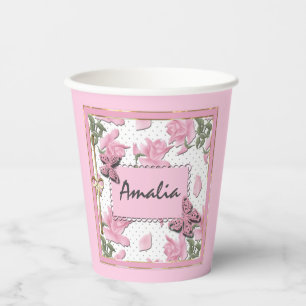 Scrapbooking pink paper cup