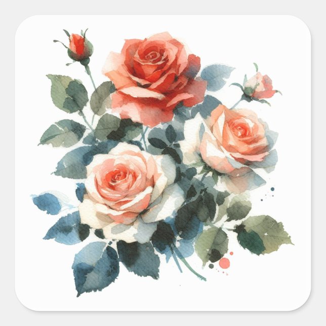Scrapbooking Sticker Watercolor Roses (Front)