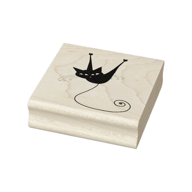 Scrappy Cat Black Kitty Custom Rubber Stamp (Stamp)