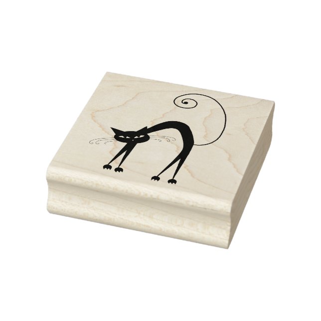 Scrappy Cat Black Kitty Custom Rubber Stamp (Stamp)