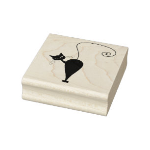 Scrappy Cat Black Kitty Custom Rubber Stamp