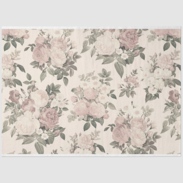 Scrappy Pink Floral Series Design 2 Tissue Paper (Front)