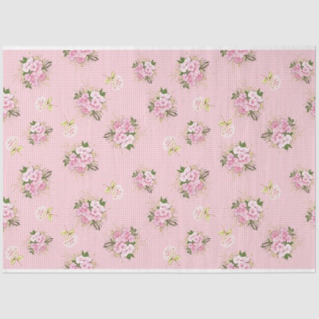 Scrappy Pink Floral Series Design 7 Tissue Paper (Front)
