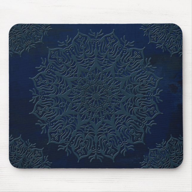 scrashed brushed metalic texture embossed floral mouse mat (Front)