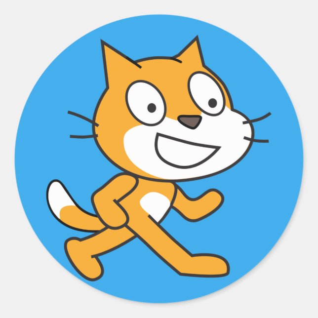 Scratch Cat Sticker (Blue) (Front)