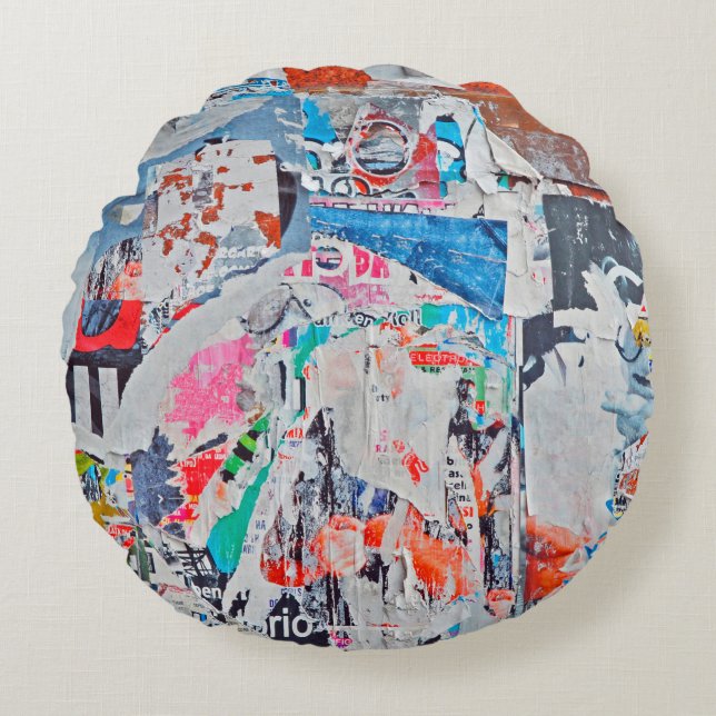 Scratched advertisingtexture,background,poster,art round cushion (Front)