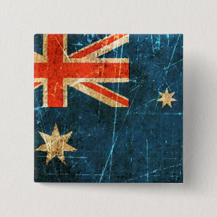 Scratched and Worn Vintage Australian Flag 15 Cm Square Badge