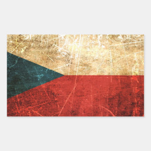 Scratched and Worn Vintage Czech Republic Flag Rectangular Sticker
