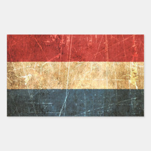 Scratched and Worn Vintage Dutch Flag Rectangular Sticker