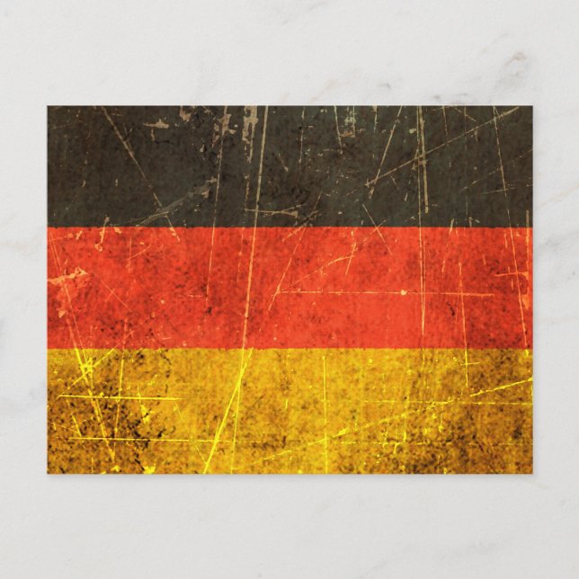 Scratched and Worn Vintage German Flag Postcard (Front)