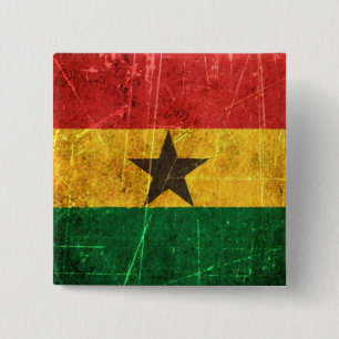 Scratched and Worn Vintage Ghana Flag 15 Cm Square Badge