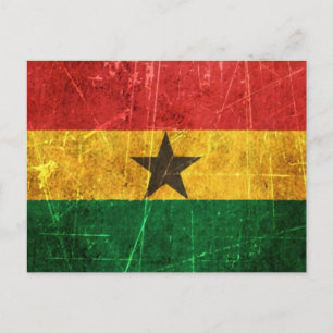 Scratched and Worn Vintage Ghana Flag Postcard
