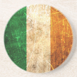 Scratched and Worn Vintage Irish Flag Coaster