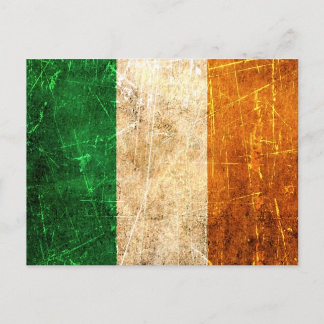 Scratched and Worn Vintage Irish Flag Postcard (Front)