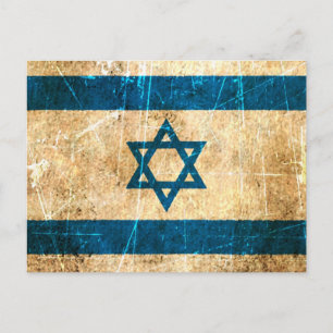 Scratched and Worn Vintage Israeli Flag Postcard