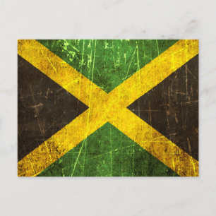 Scratched and Worn Vintage Jamaican Flag Postcard