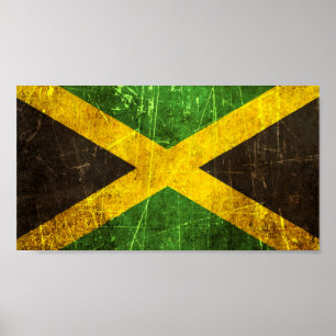 Scratched and Worn Vintage Jamaican Flag Poster