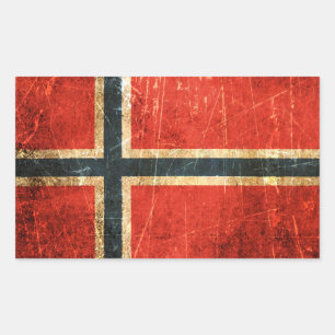 Scratched and Worn Vintage Norwegian Flag Rectangular Sticker