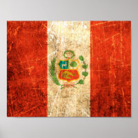 Scratched and Worn Vintage Peruvian Flag