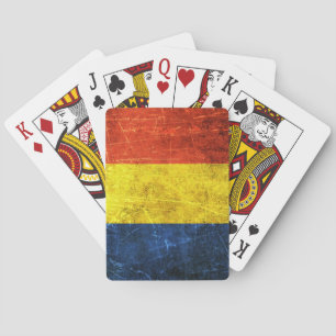 Scratched and Worn Vintage Romanian Flag Playing Cards