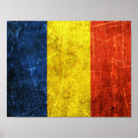 Scratched and Worn Vintage Romanian Flag