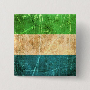 Scratched and Worn Vintage Sierra Leone Flag 15 Cm Square Badge