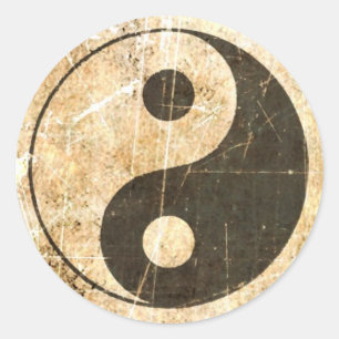 Scratched and Worn Vintage Yin Yang Classic Round Sticker