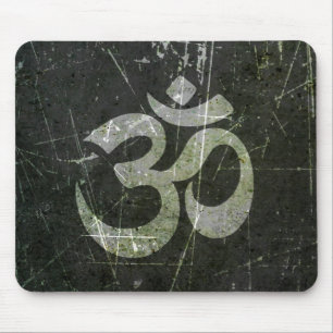 Scratched and Worn Yoga Om Symbol Mouse Mat