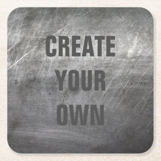 Scratched Brushed Metal Texture Square Paper Coaster