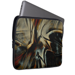 Scratched dark satin texture rumpled digital cloth laptop sleeve