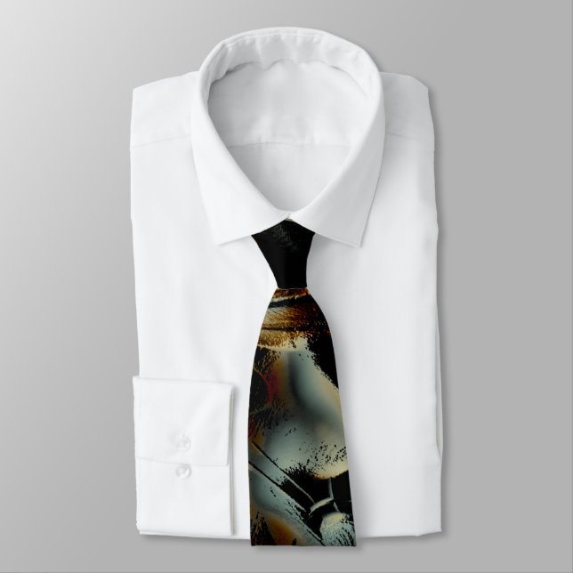 Scratched dark satin texture rumpled digital cloth tie (Tied)