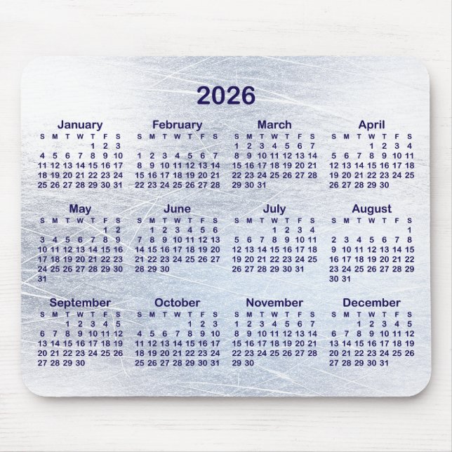 Scratched Ice Ink 2026 Calendar Mouse Mat (Front)