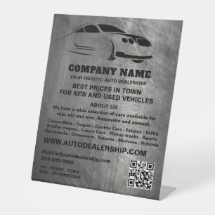Scratched Metal Effect Auto Dealership Advertising Pedestal Sign