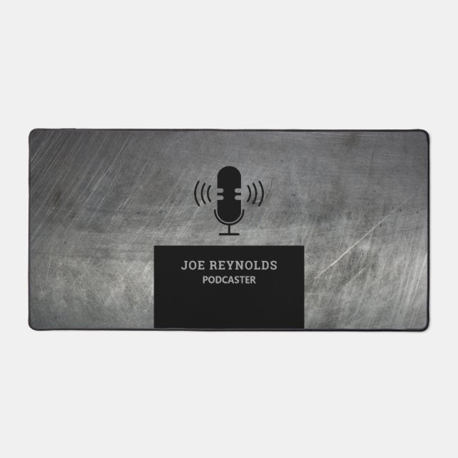 Scratched Metal Effect, Podcaster, Podcast Desk Mat (Front)
