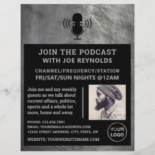 Scratched Metal Effect, Podcaster, Podcast Flyer