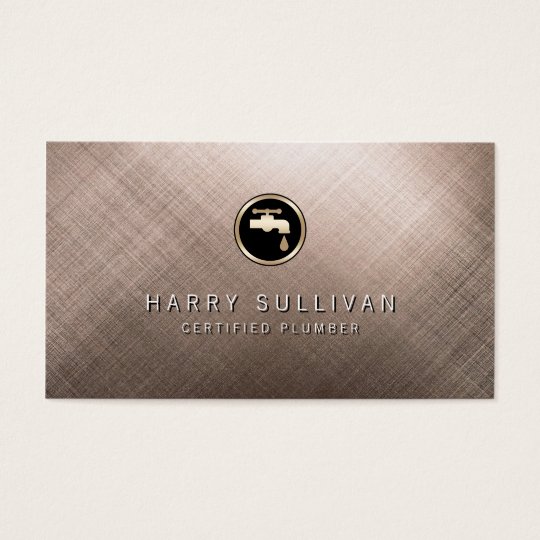 Scratched Metal Water Faucet Plumber Business Card