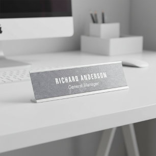 Scratched Metallic Name and Title Professional Desk Name Plate