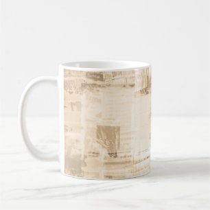 Scratched paper: old newspaper background. coffee mug