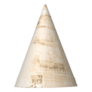Scratched paper: old newspaper background. party hat