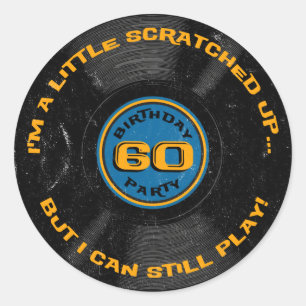 Scratched Record 60th Birthday Classic Round Sticker